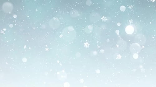 Falling Winter Snowflakes and Bokeh Lights Background