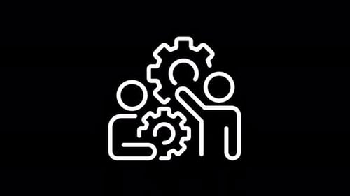 Minimal Line Art Teamwork and Gears Icon Reveal Animation