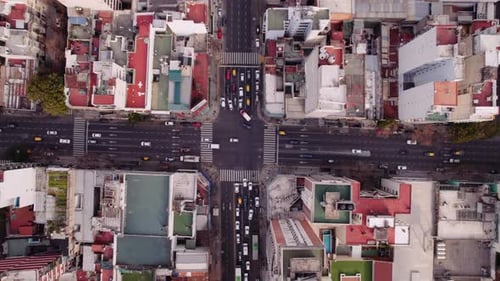 Street in Buenos Aires Argentina, cars crossing