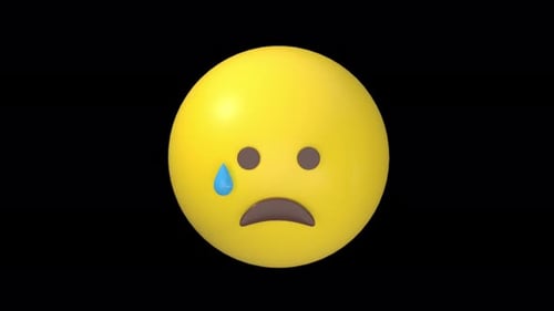 3D Animated Crying Sad Emoji Spinning with Alpha Channel