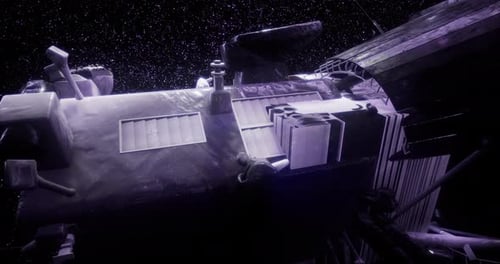 Futuristic Spacecraft Orbiting in Deep Space