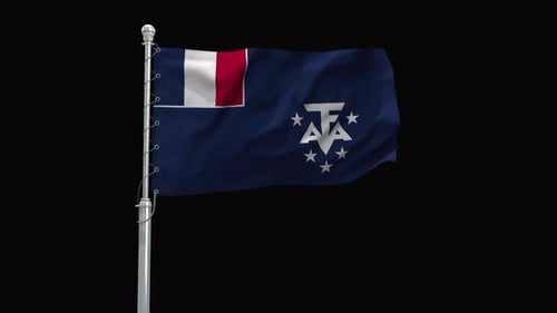 Realistic French Southern and Antarctic Lands Flag Waving Animation