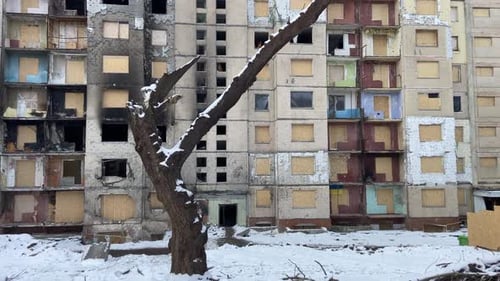 A Damaged House in the City of Kyiv Ukraine After a Russian Missile Attack