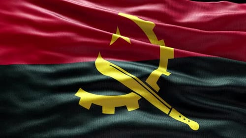 Realistic Fabric Angola National Flag Waving in Wind Animation