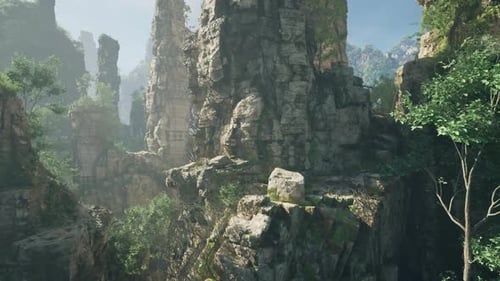 Rock Formation Standing Tall in the Heart of a Mystical Chinese Forest