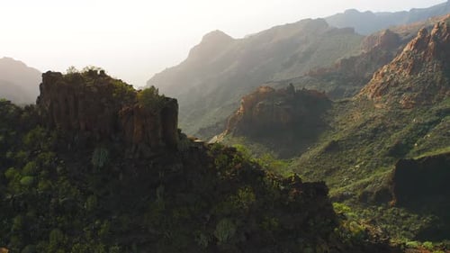 Aerial View of the Mountains in Tenerife Masca Gorge