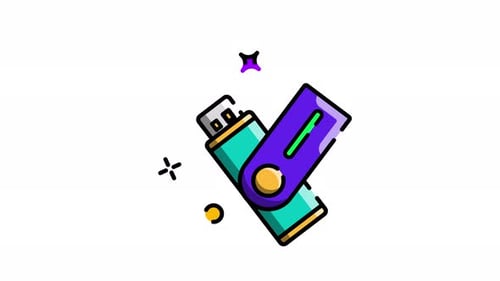 Animated USB Flash Drive Technology Icon