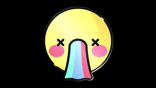 Cute Spinning Puking Emoji Animation with Rainbow