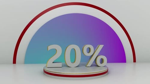 20% 4K Animated Colorful discount sale podium. Special offer composition