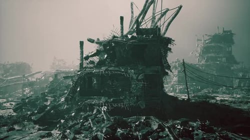 Ruins of a City Devastated By Military Action During a Recent Conflict