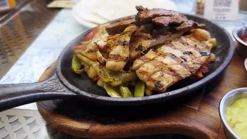 Fajitas with Grilled Chicken and Beef