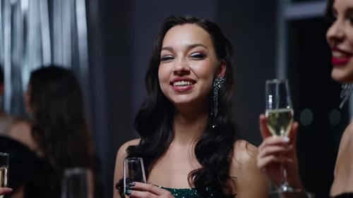 Friends Celebrating a Birthday Party with Champagne