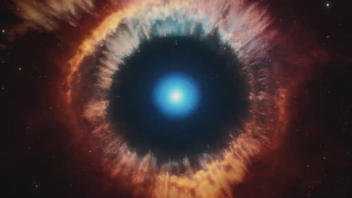 Evolving Cosmic Nebula Eye with Central Glowing Star