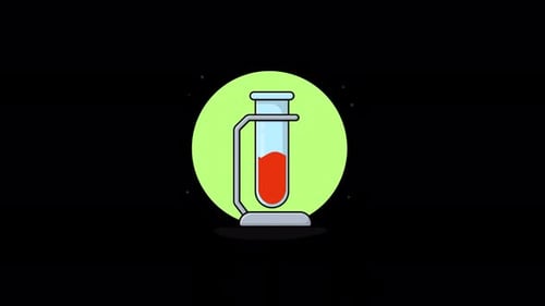 Test Tube Filling with Red Liquid Flat Design Animation