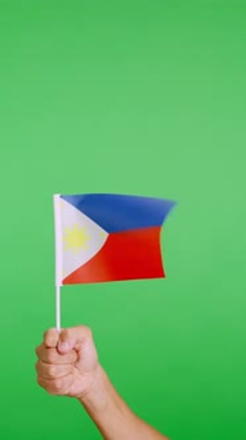 Arm Waving Flag Against Green Screen