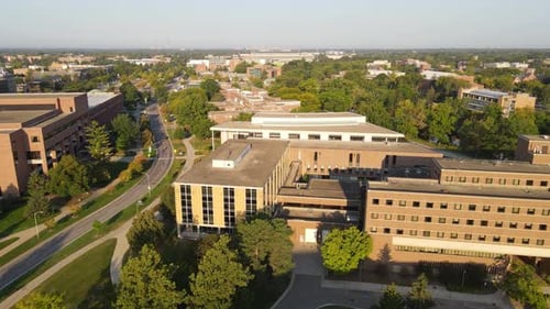 Buildings of Michigan state university, aerial panoramic view