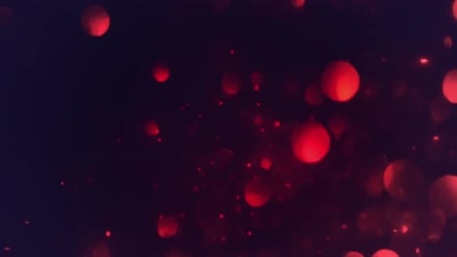 Red particles float in darkness