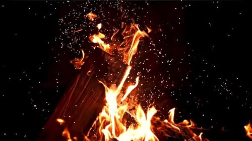 Super Slow Motion Fireplace Burns with a Bright Flame of Firewood