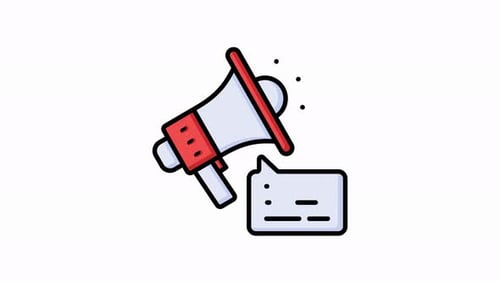 Animated Megaphone Announcing Message with Speech Bubble
