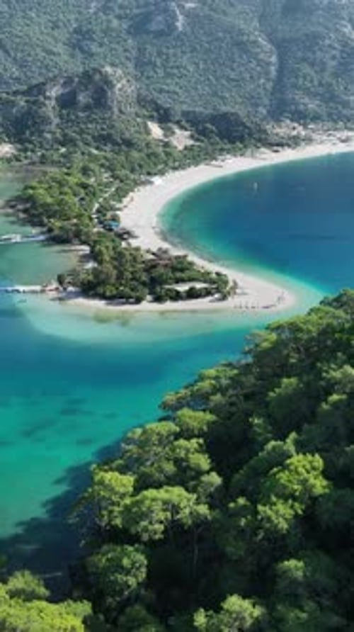 Summer beach coast from drone perspective