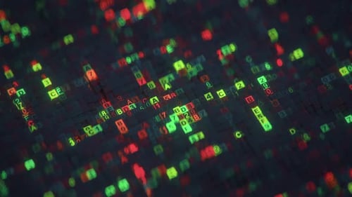 Digital code machine language visualization. Seamless loop 3D animation