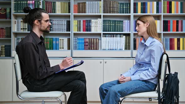 Teenage Student Girl Talking with Male Teacher Social Worker School ...