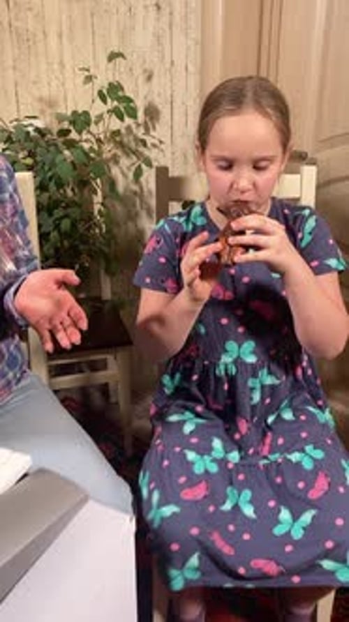 Girl Plays Ocarina with Musical Accompaniment