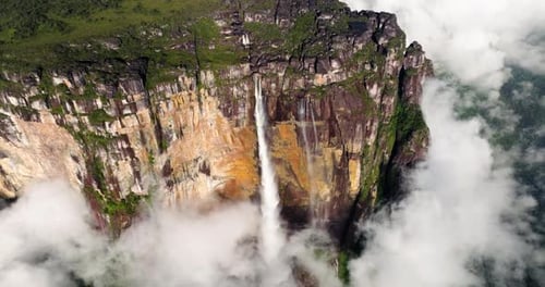 Aerial View of Majestic Angel Falls Waterfall
