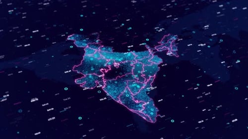 Digital India Indian Map Network Business Network Financial and Economic Graphs and Charts Backdrop