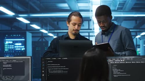 Diverse Team of Admins Supervising Data Center Supercomputers