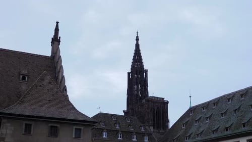 Roofs of Strasbourg Cathedral and redstones buildings