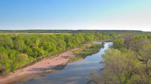 Drone View of Reflective River Next to Trees and Mountains 2 Above