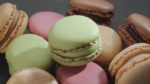 Colorful Macarons Close Up Shot