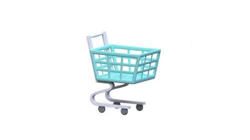 Minimalist 3D Shopping Cart Rotating Animation