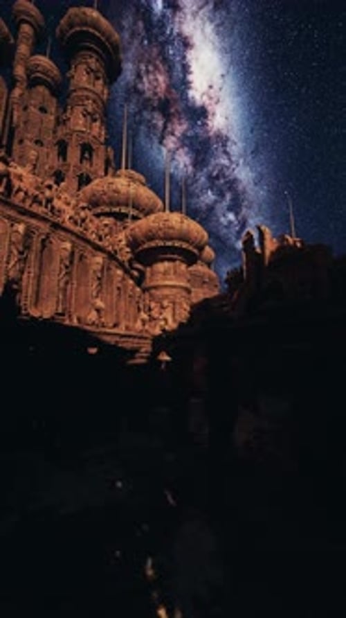 Bright Milky Way Illuminates Castle
