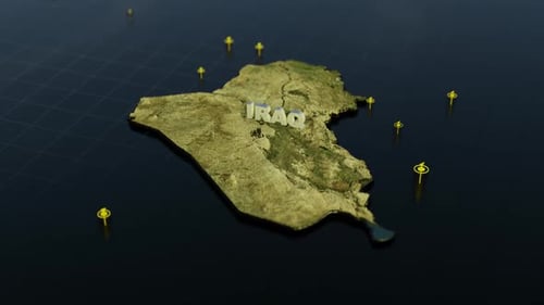 Iraq 3D Map With Animation