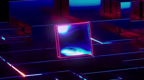 3D Colorful Glow Cube Loop