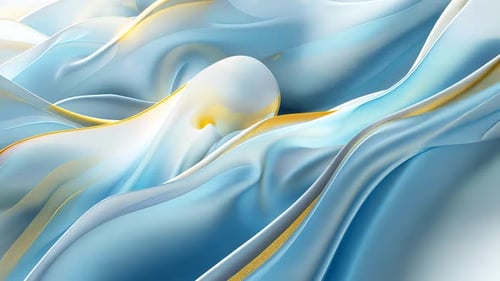 Abstrakte fließende Formen in Hellblau und Gold