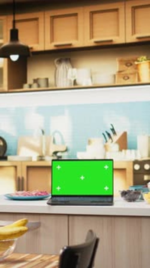 Vertical Video Isolated Mockup with Elegant Kitchen Interior and Countertop