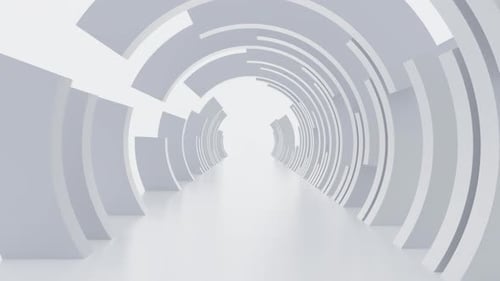 Abstrakter weißer kreisförmiger Ringhintergrundtunnel, architektonischer Tunnel. 3D-Rendering.