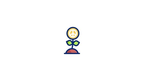 Animated Peace Plant Icon Growing with Flat Design Style