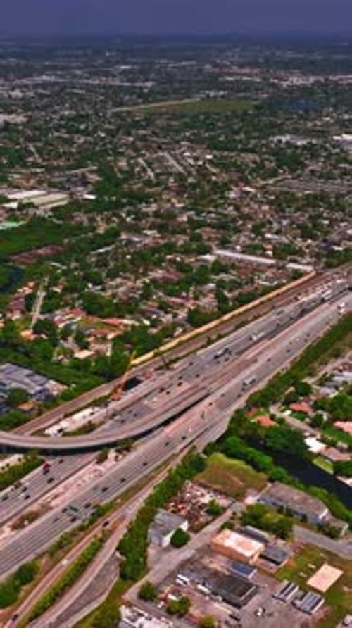 Aerial view of Miami showcasing urban landscape and highway traffic