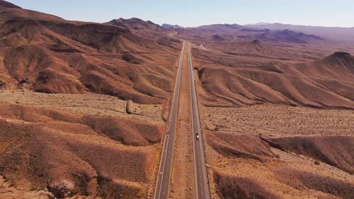 Aerial view of the road passing through mountains, United States.