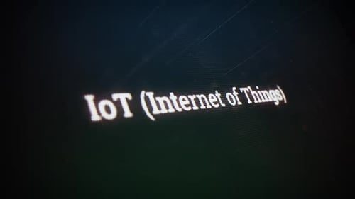 IoT (Internet Of Things) On Digital Screen Message On Computer Screens