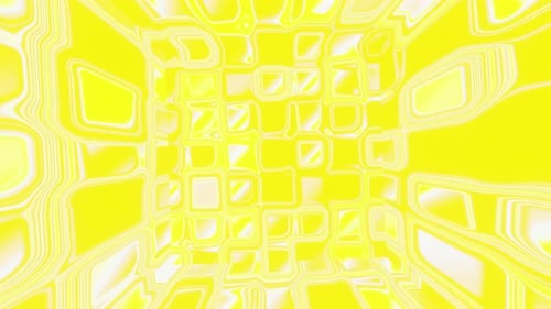 Cubo psicodélico amarillo con brillantes segmentos rectangulares como un renderizado 3D de fondo en bucle. Vj