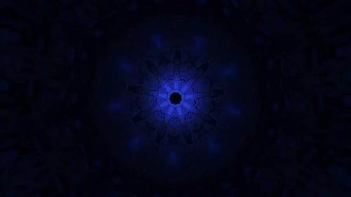 Dynamic blue digital tunnel with pulsing neon lights and futuristic patterns
