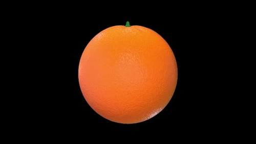 3D Rotating Orange Fruit on Black Background