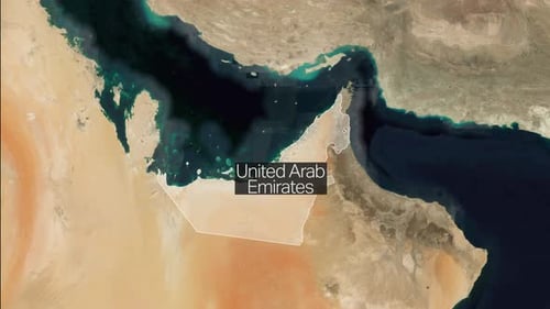 Satellite Map Zoom to United Arab Emirates Country Reveal