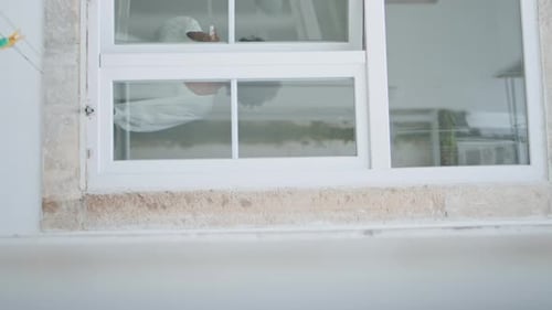 Peaceful Woman Opening Window Morning African Lady Checking Weather Vertically