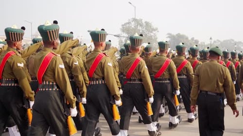 Indian Army Marching with Guns on Republic Day Parade